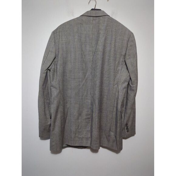 Hart Schaffner Marx Mens Gray Plaid Wool Blazer Window Pane Houndstooth Sz 44L - Picture 6 of 11